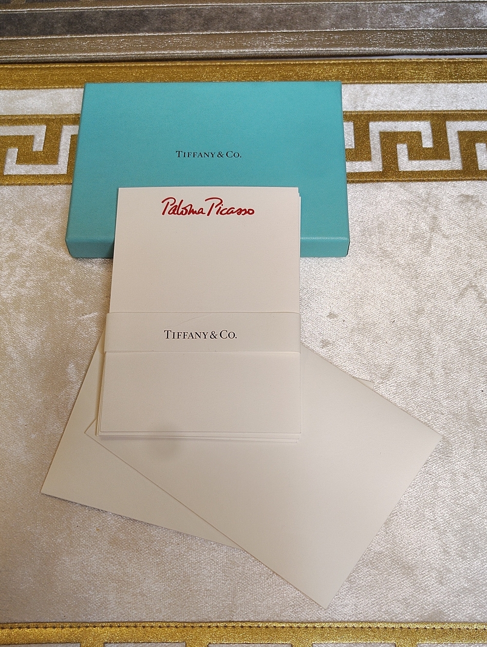Tiffany & Co. Robin's Egg Blue Box with White Stationery Set